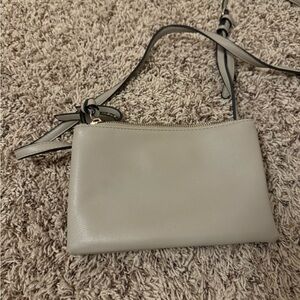 Gray Beige Over the Shoulder Zipper Purse